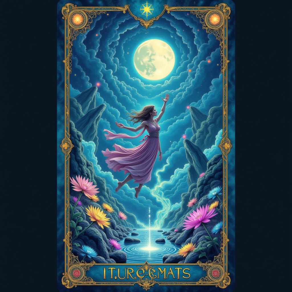 Surreal Tarot Cards Falling From Stormy Sky