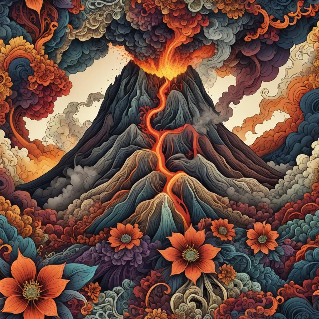 Volcanic Eruption Creates Floral Smoke Display