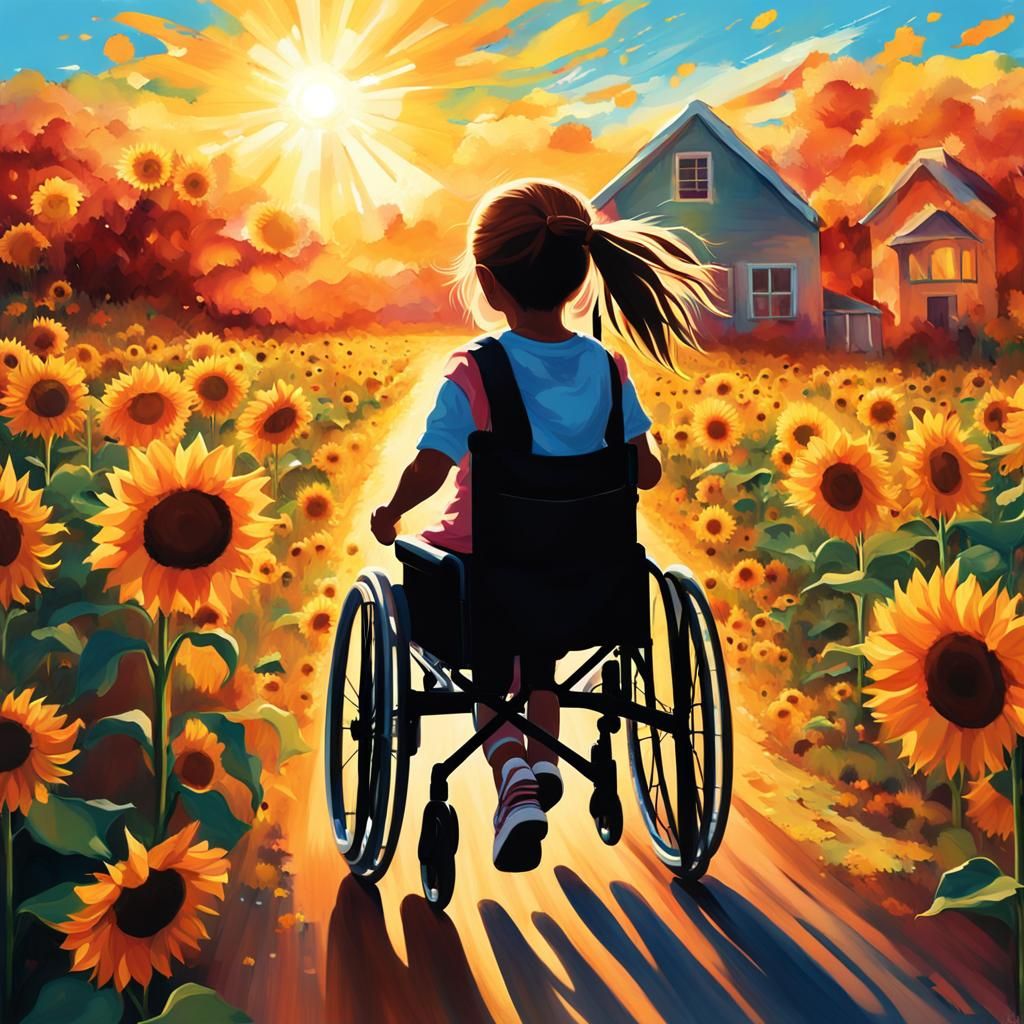 Silhouette of Girls with Sunflowers: Hyperrealistic Splash A...