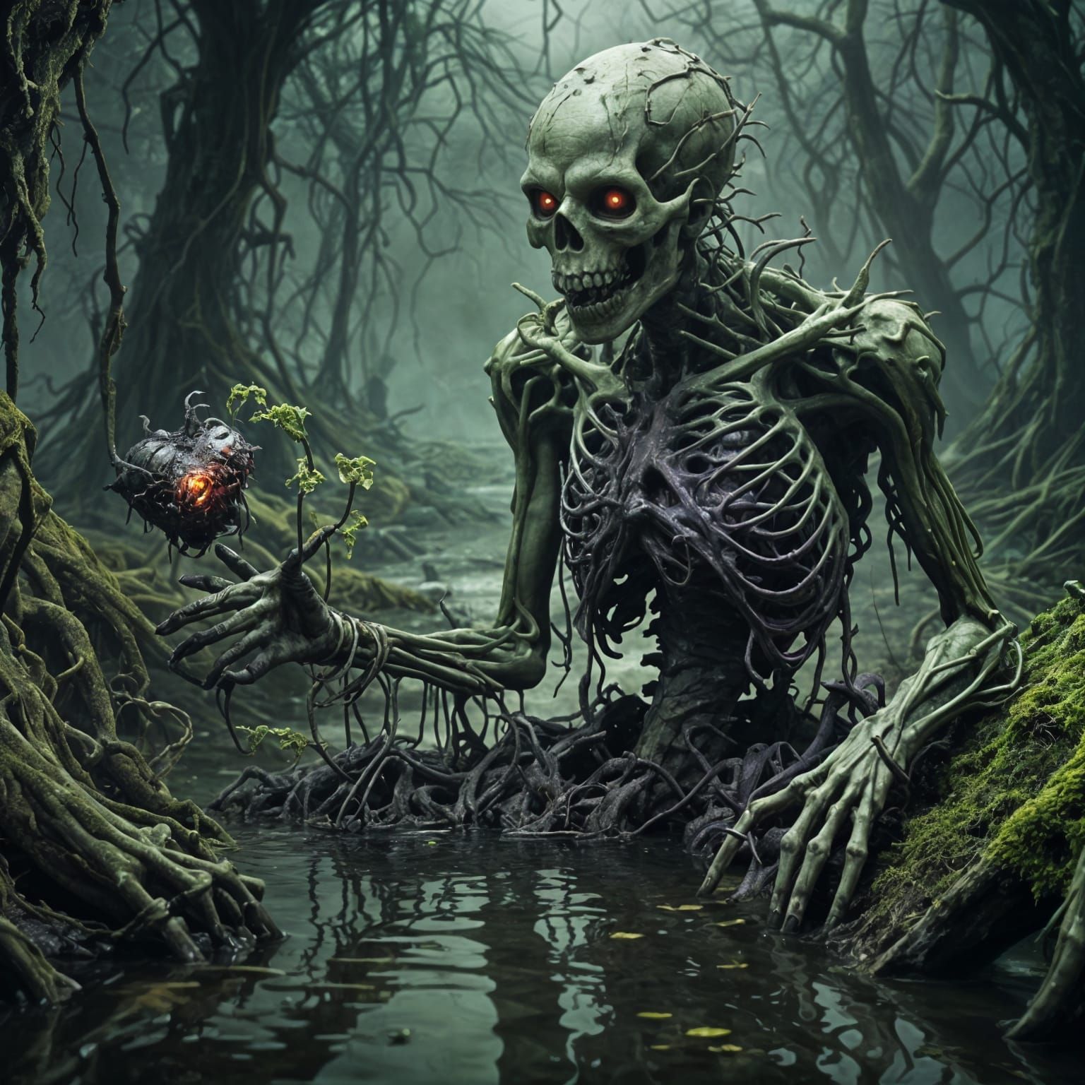 Ethereal Abomination Amidst Green Haze