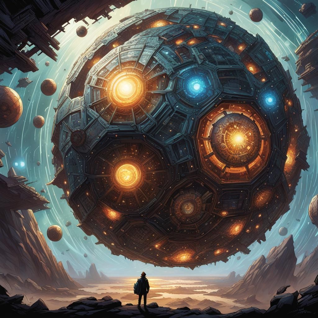 Dyson Sphere in Comic Book Art Style