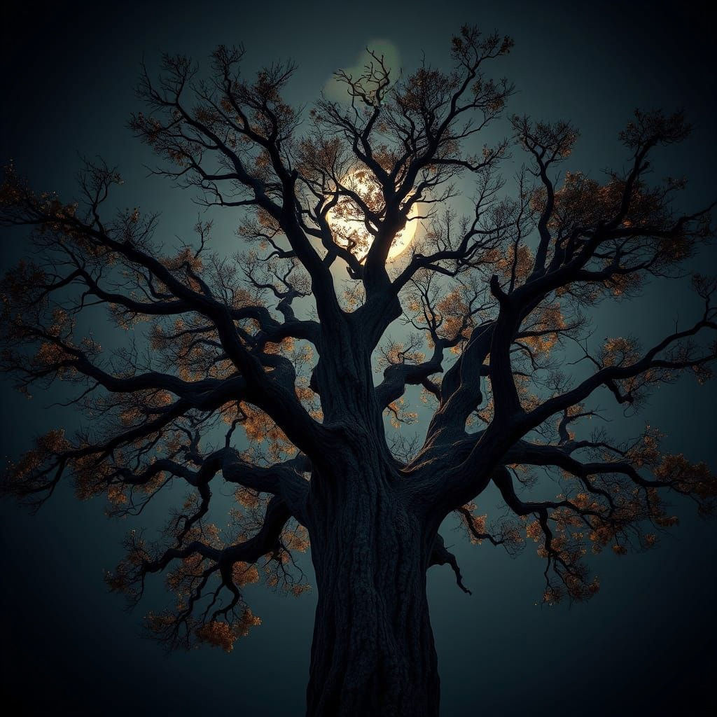 Spectacular Moonlit Tree in Hyperrealistic Detail
