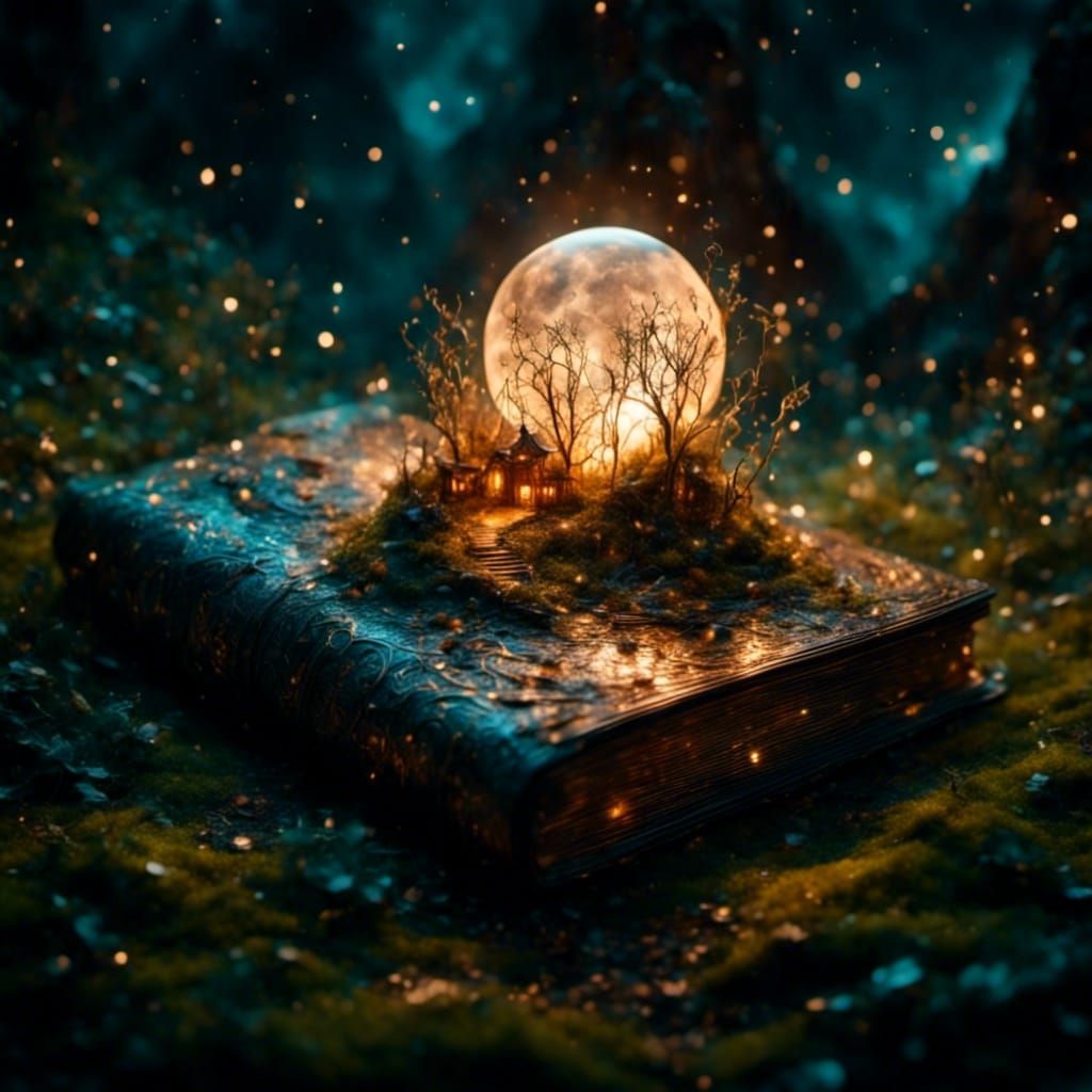 Magical Book Cover in Hayao Miyazaki Style