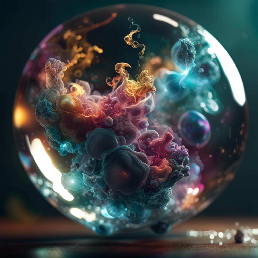 Cosmic Energy in Glass Sphere: Hyperrealistic 16k Resolution
