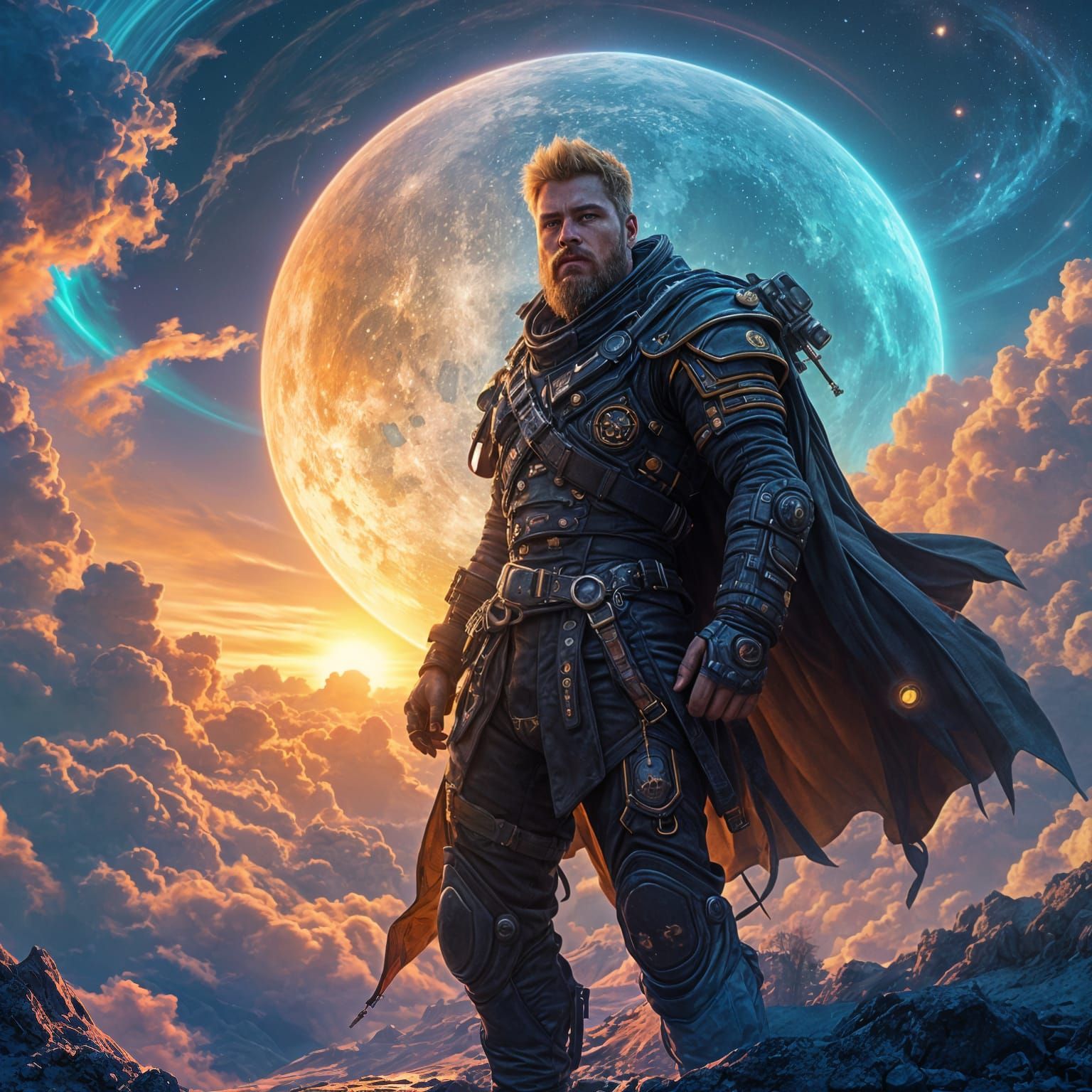 Futuristic Space Pirate in Hyperdetailed Digital Art