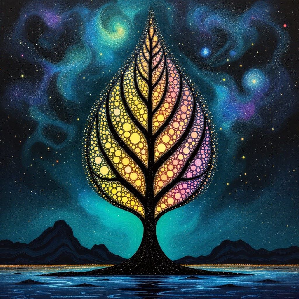 Cosmic Tree of Life with Swirling Tendrils