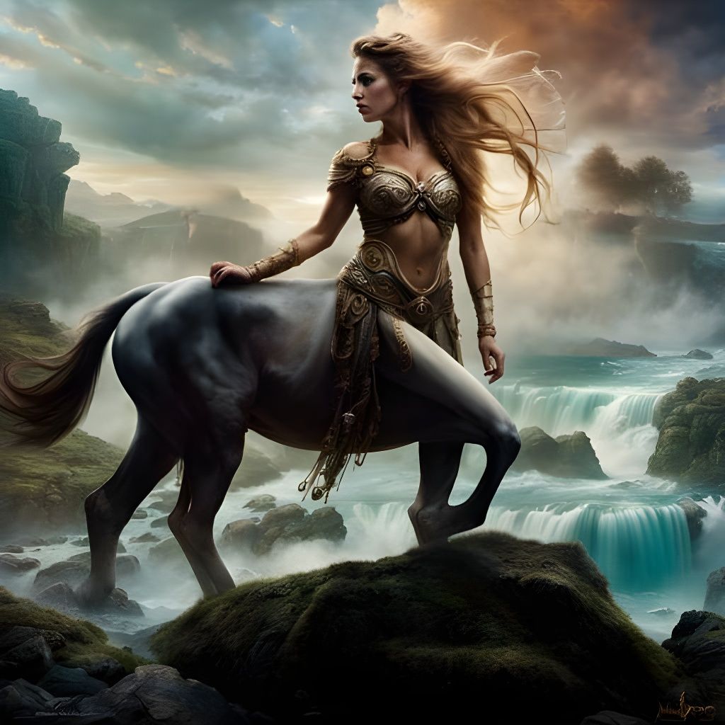Fierce Female Centaur in a Fantasy Wonderland