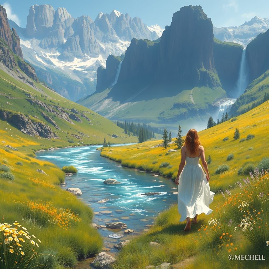 Breathtaking Hidden Valley Landscape in a Romantic Style