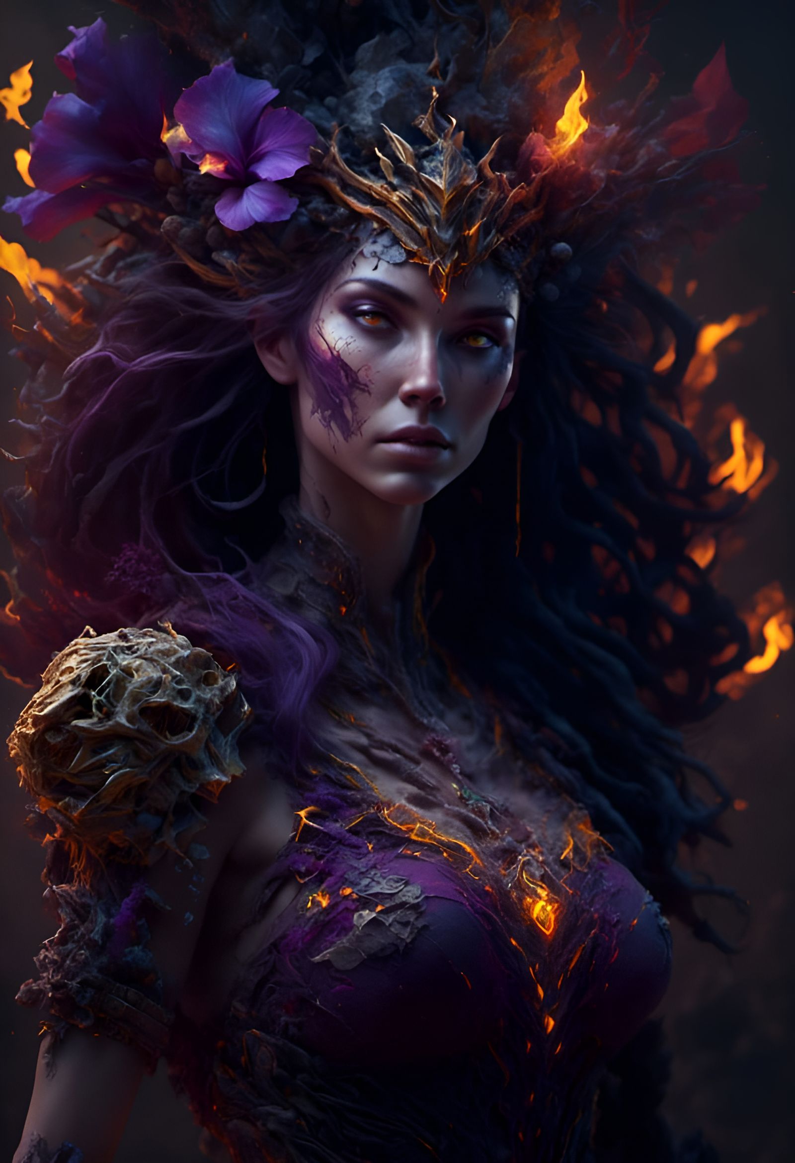 Fiery Isometric Dark Fantasy Landscape in 8K