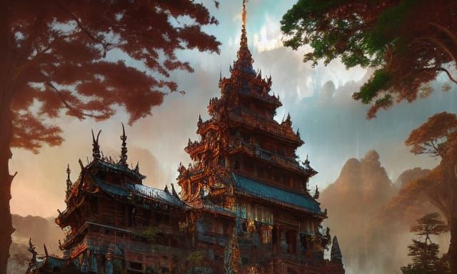 Majestic Temple Landscape in Baroque Style