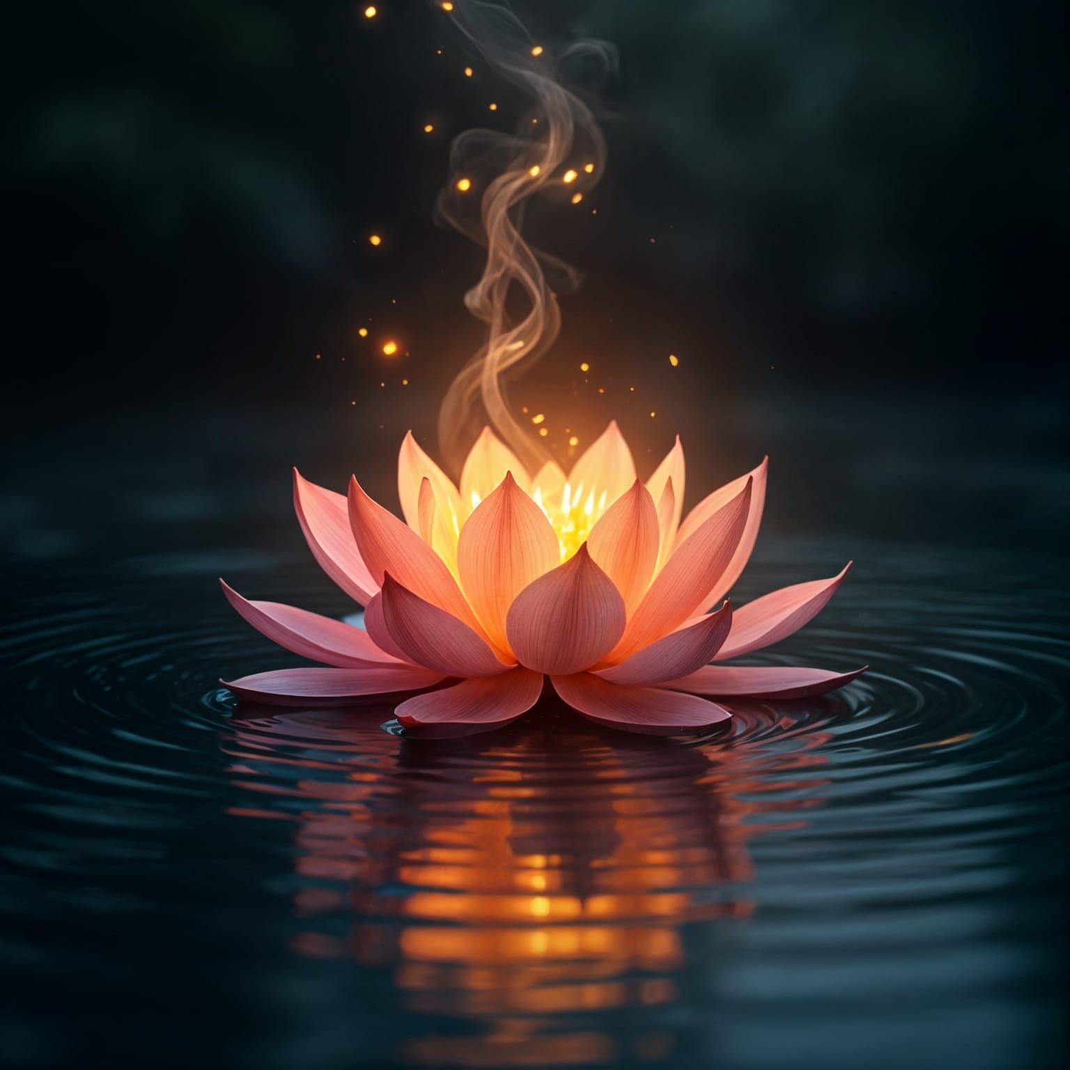 Lotus Flame on Dark Lake: Fantasy Concept Art