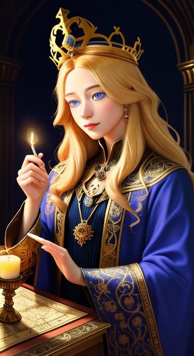 Alchemist and Cat: Dark Academia Art Nouveau Drawing