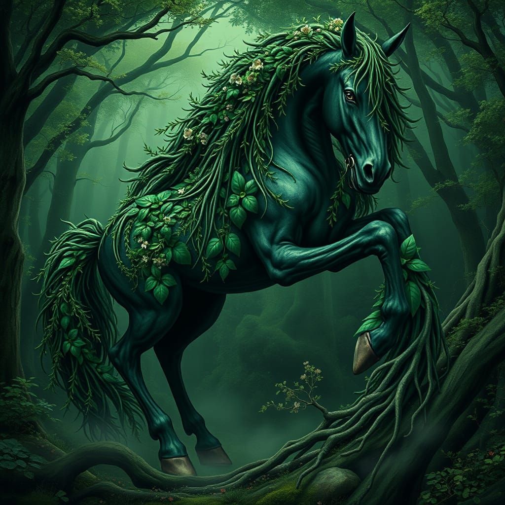 Ethereal Equine Spirit in Forest Harmony