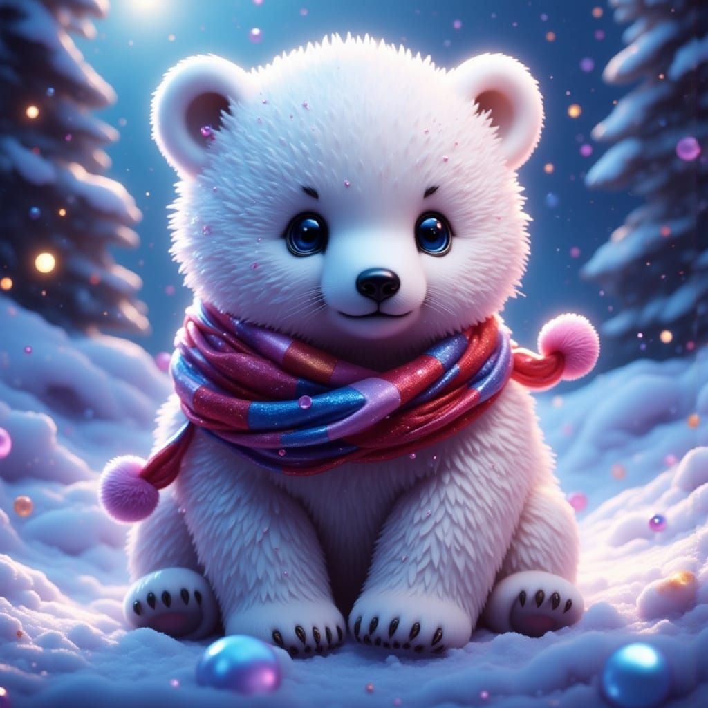 Cute Polar Bear in Snowy Wonderland