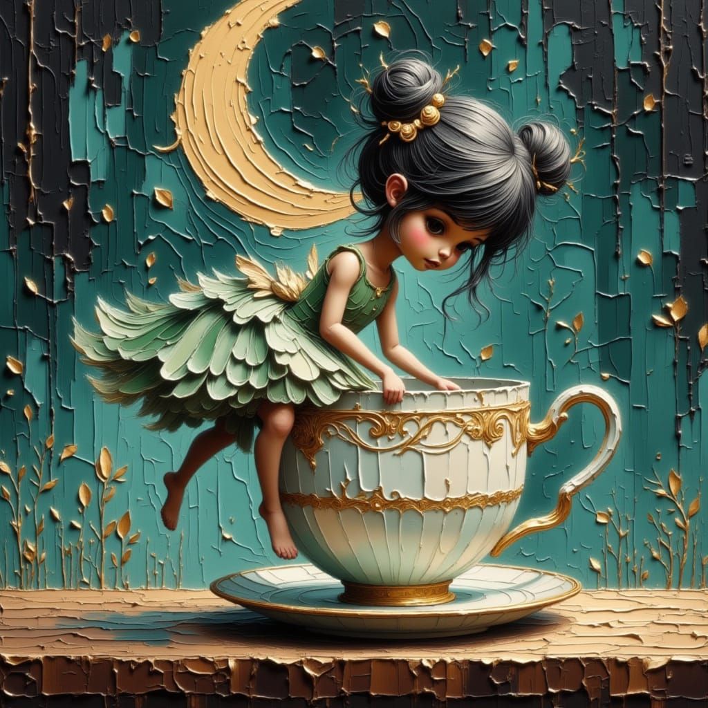Moonfairy Teacup in Textured 3D Style