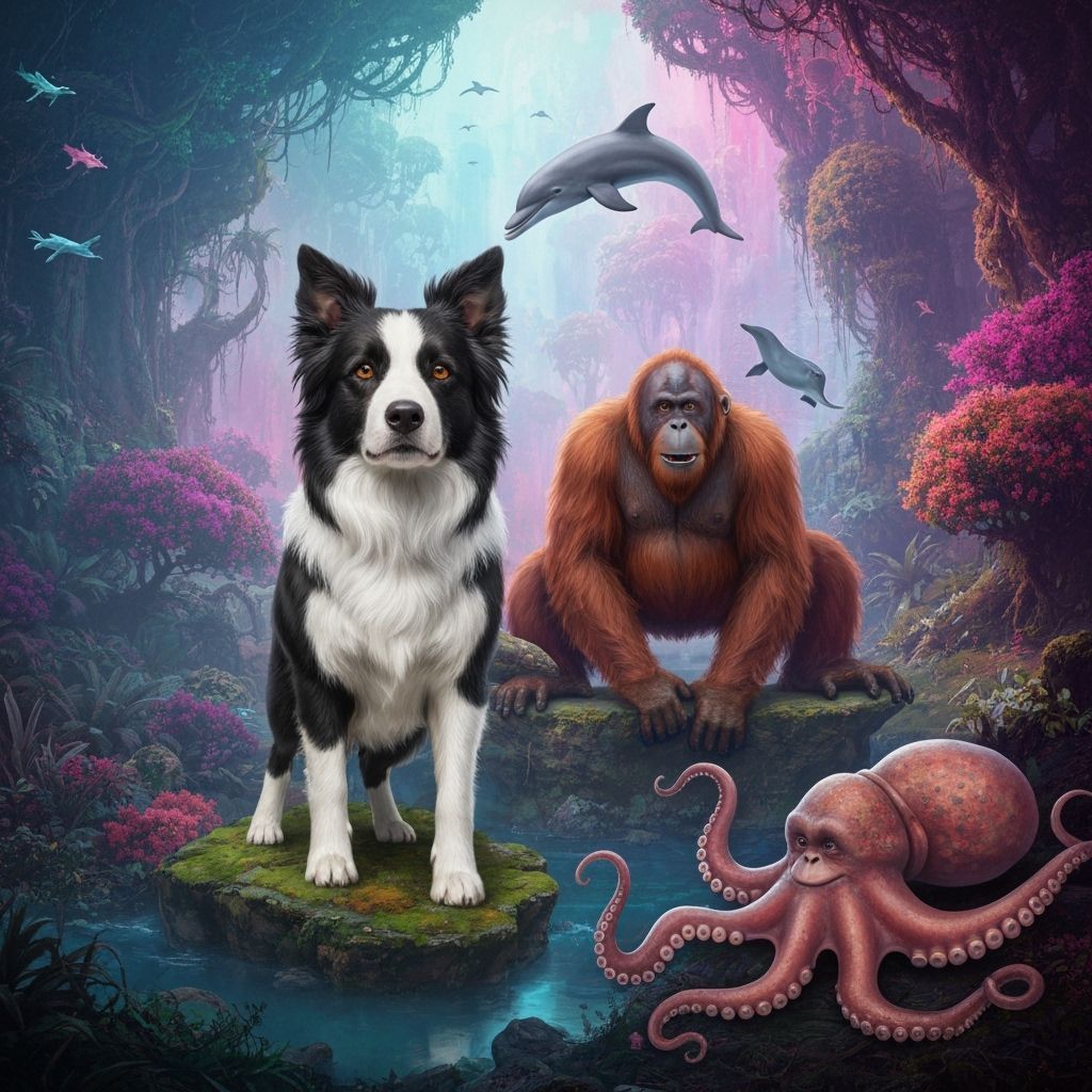 Fantastical Creatures in Vibrant Landscape, 8k