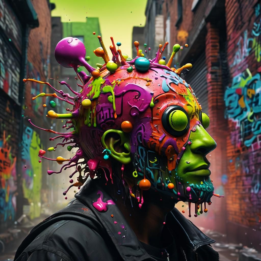Lime Candyman in Detailed Graffiti Art