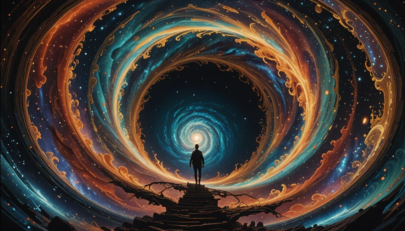 Ethereal Cosmic Landscape in Vibrant Iridescence