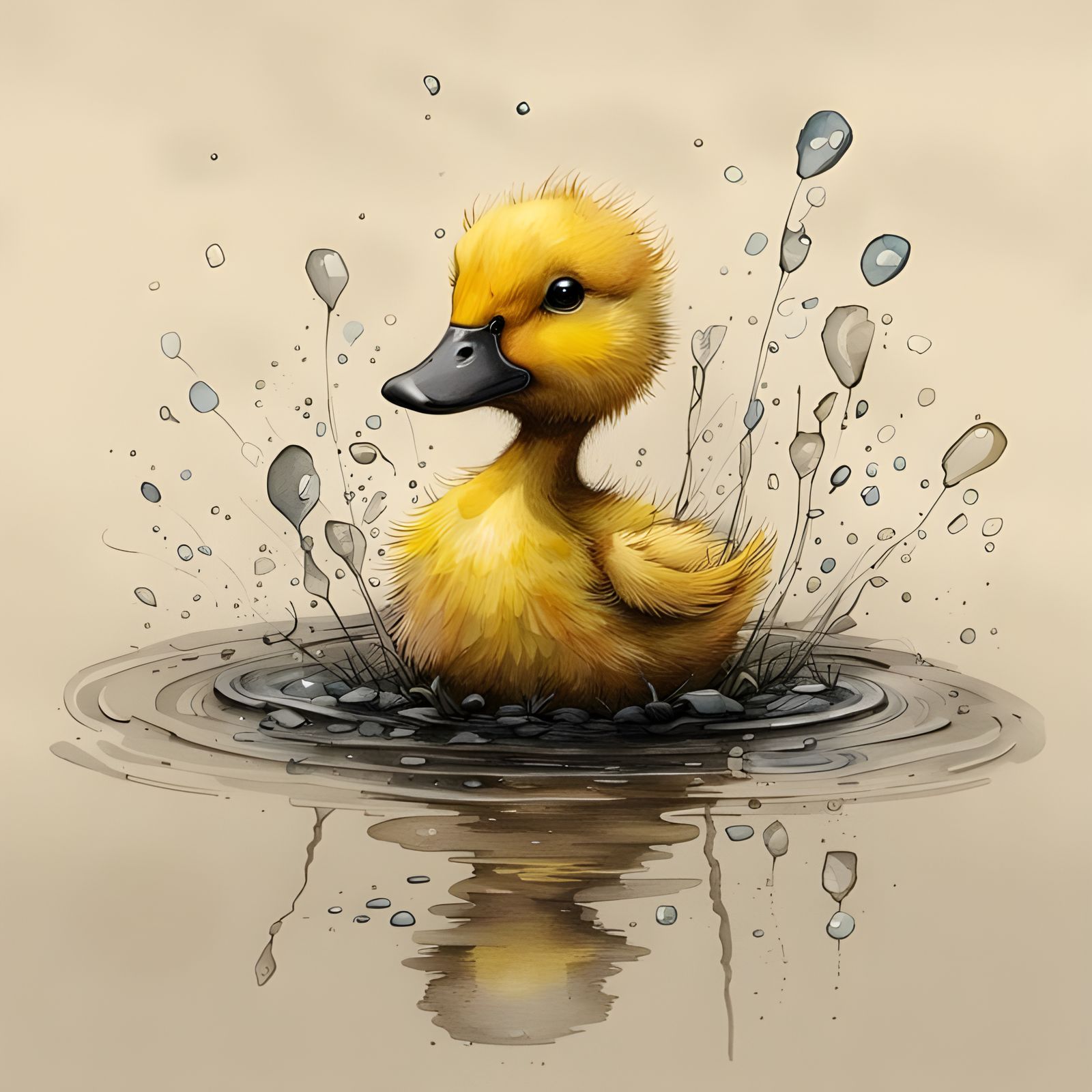 Watercolour Duckling