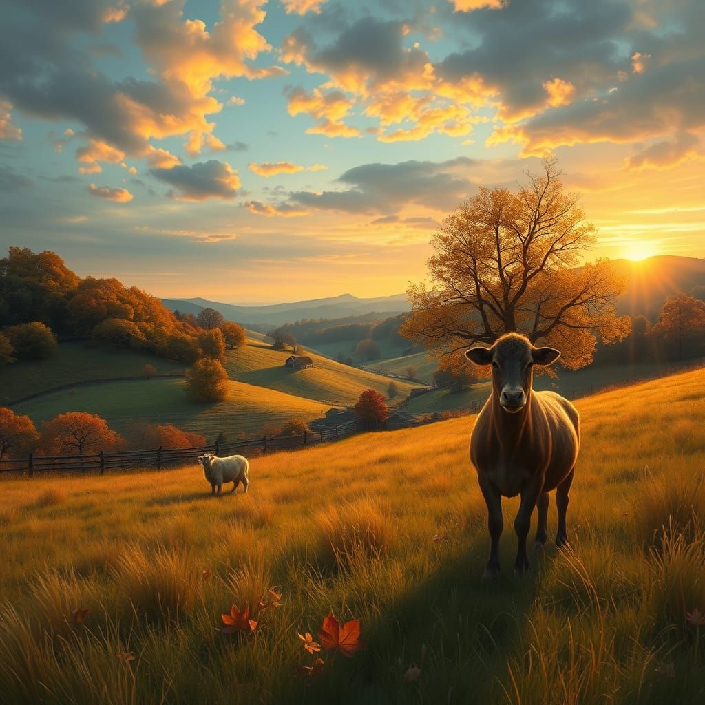 Golden Hour in an Enchanted Meadow