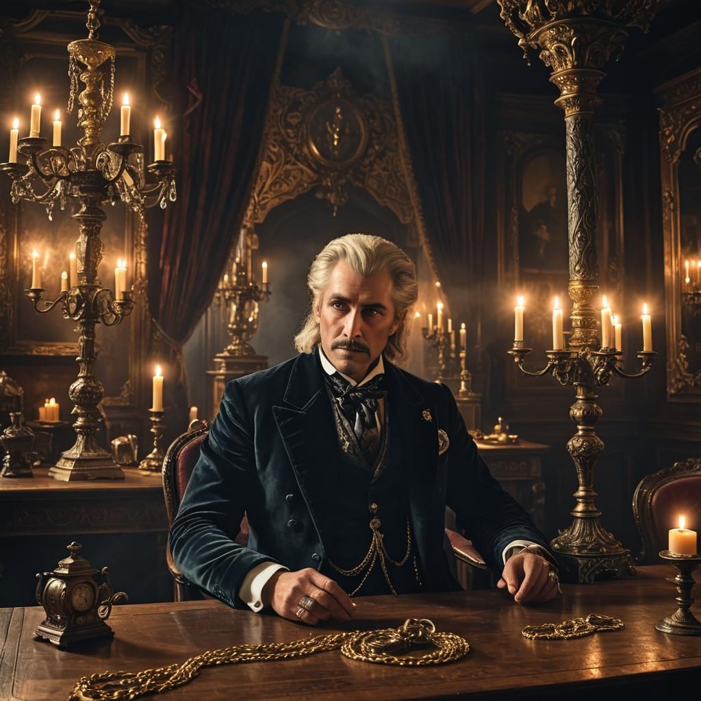 hyperrealistic mentalist with exquisite staunton chess pieces made from ebony and ivory