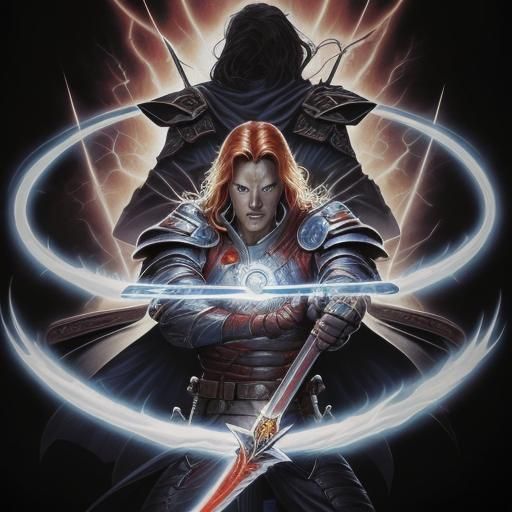 Flaming Sword in Comic Book Style