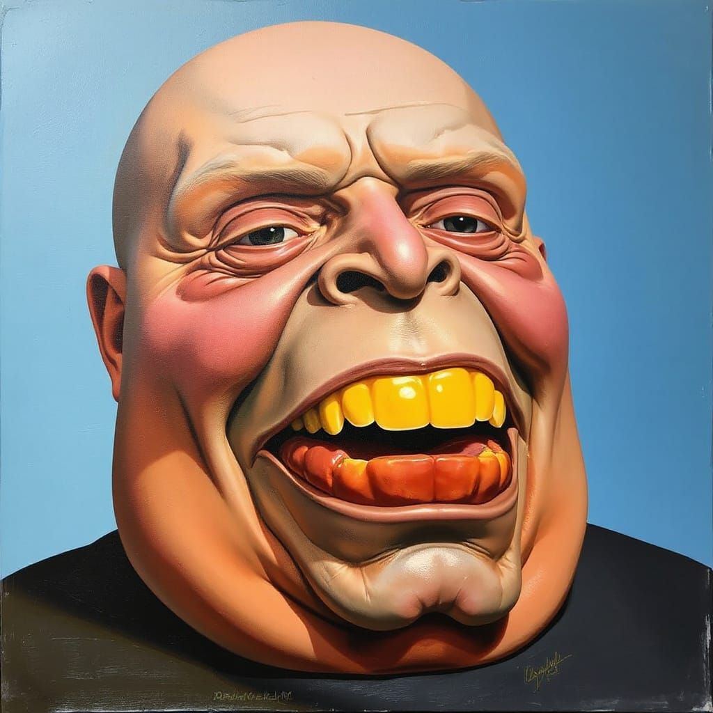 Detailed Painting with Color Gradients in Botero Style