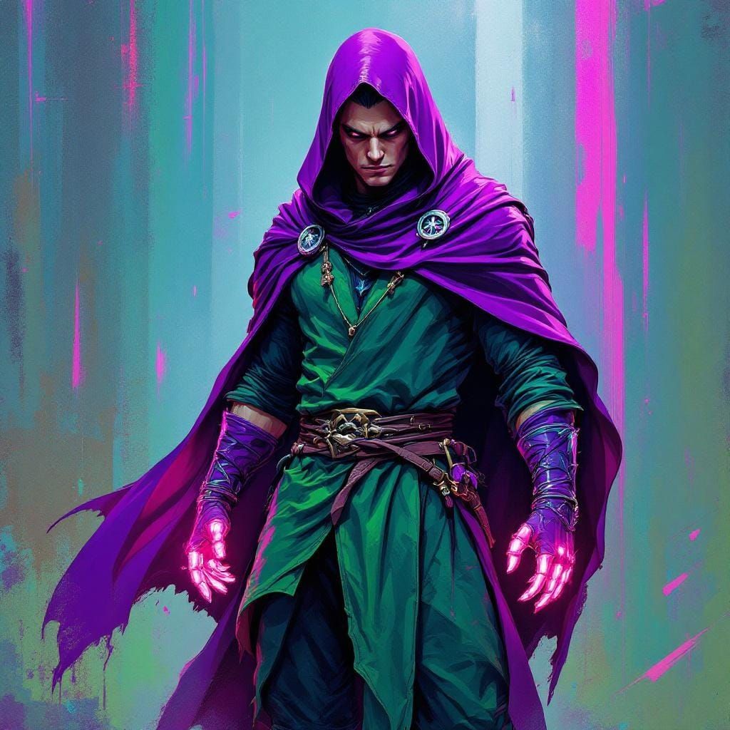 Neon Martial Artist in Vibrant Polychromatic Style