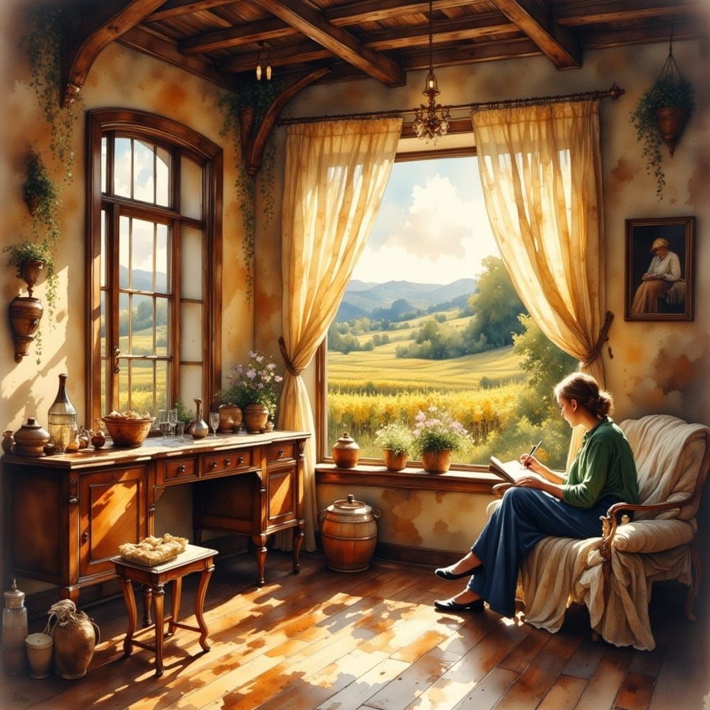 Warmth of a Cozy Vineyard Cottage