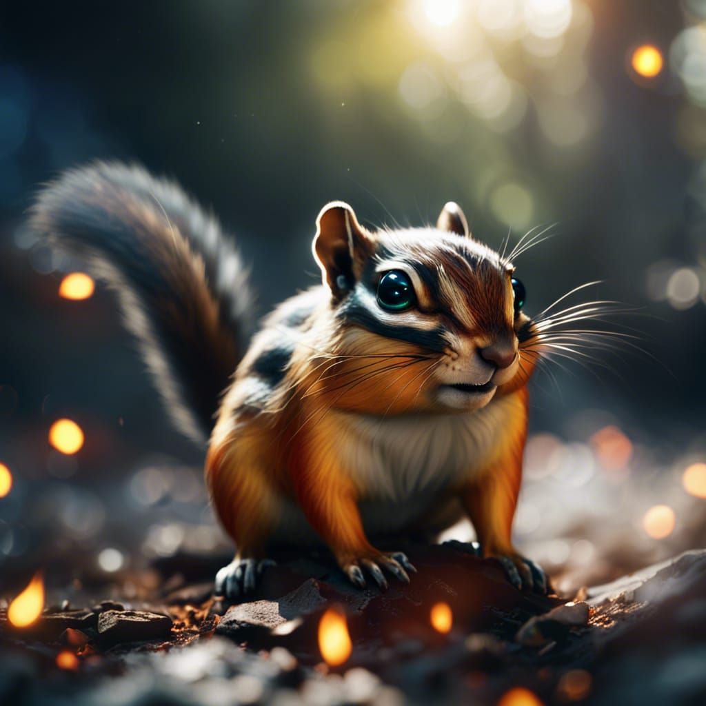 Fiery Chipmunk: Hyper-Detailed Unreal Engine 5 Render