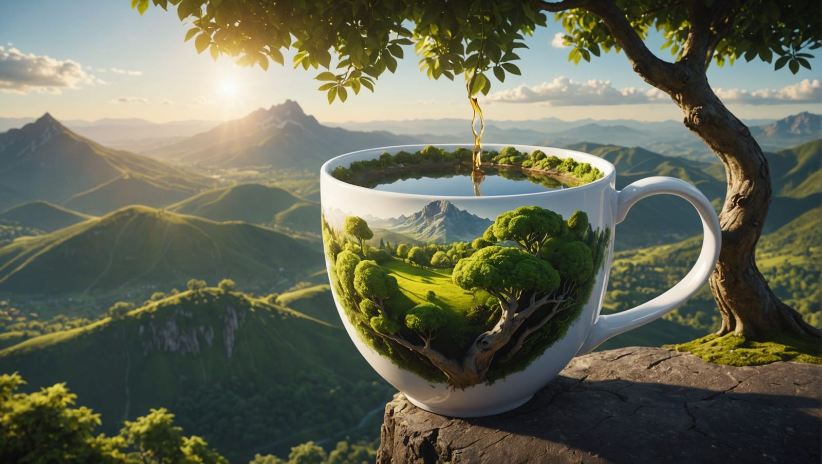 World in a Tea Mug CGI Diorama
