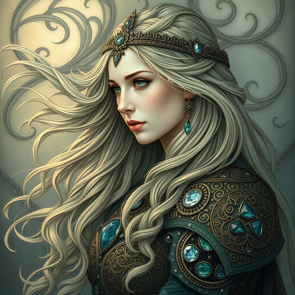 Viking Goddess in Art Nouveau Elegance