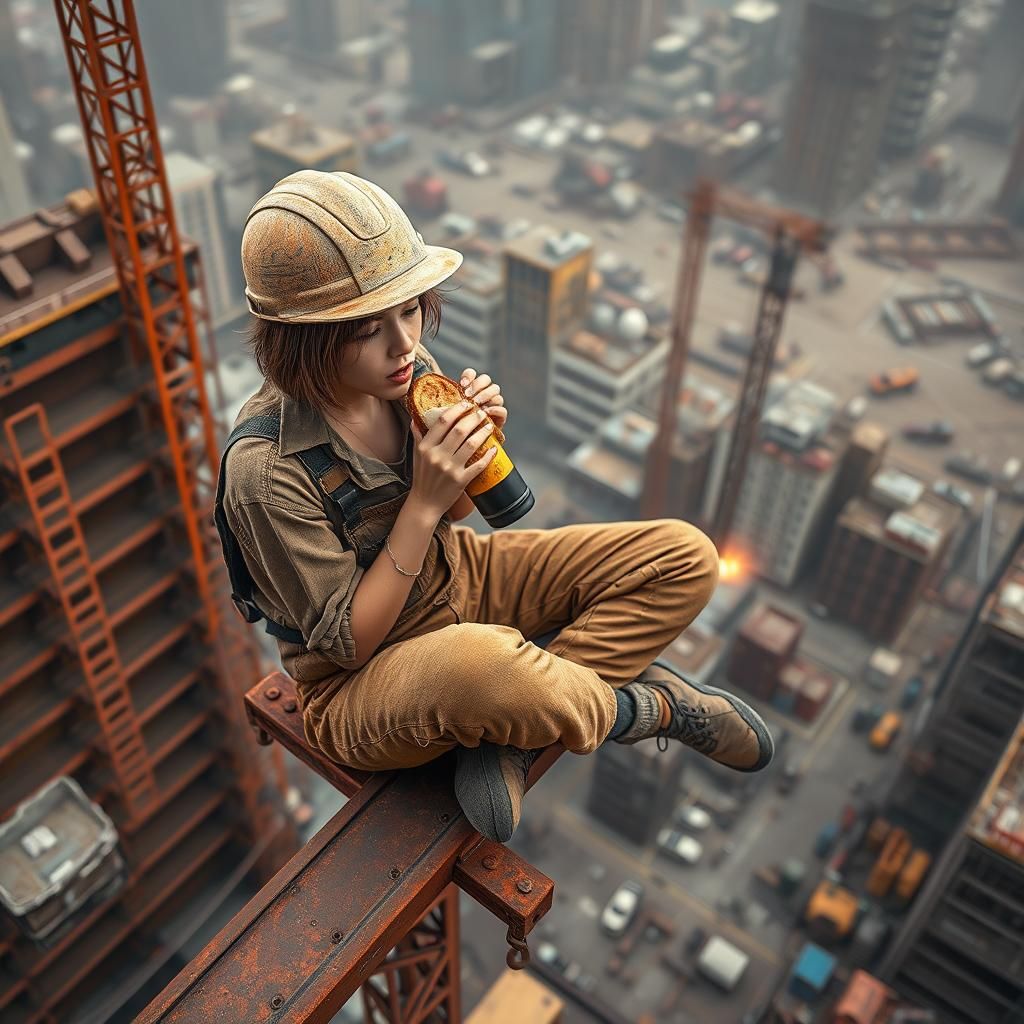 Construction Worker Lunch Break, Digital Matte Painting