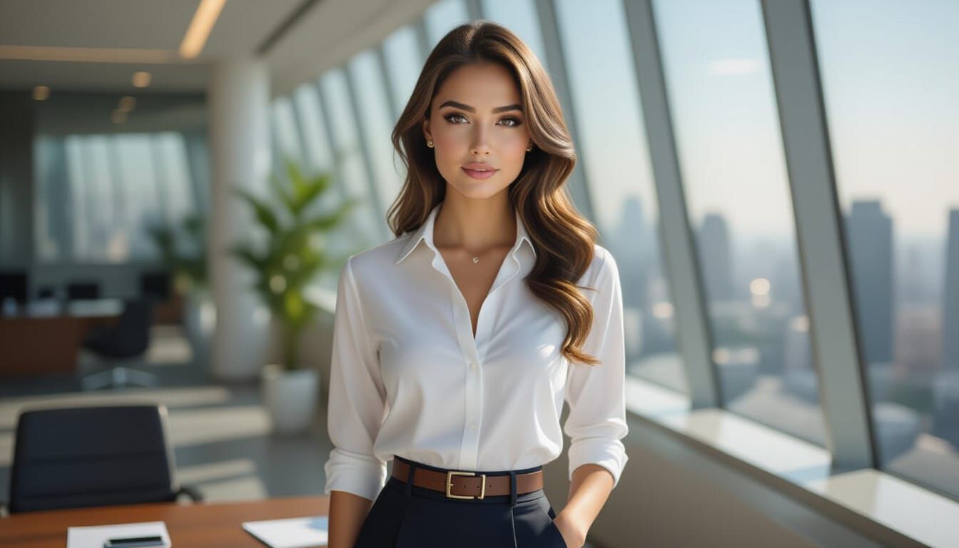 Secretary Working in Modern Office