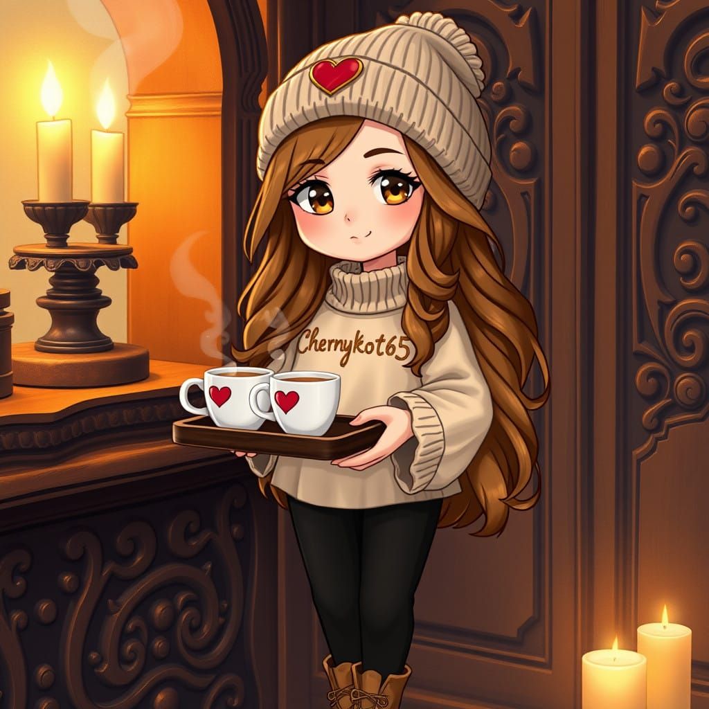 Cozy Thanksgiving Scene in Chibi Art Style