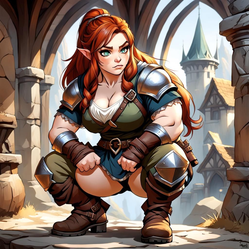 Strong Fantasy Dwarf Adventurer in Medieval Setting
