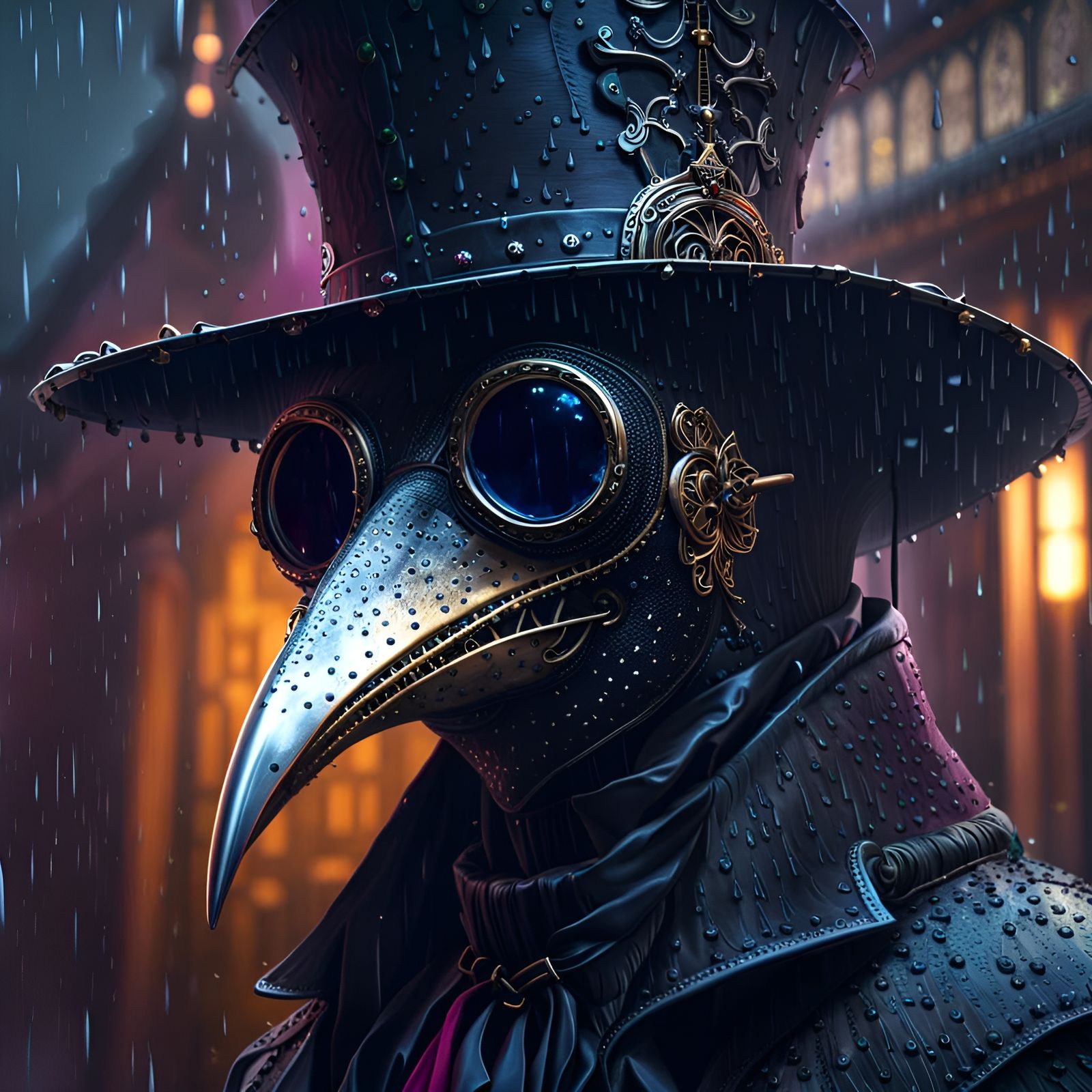 Victorian Plague Doctor Portrait in Gothic Setting