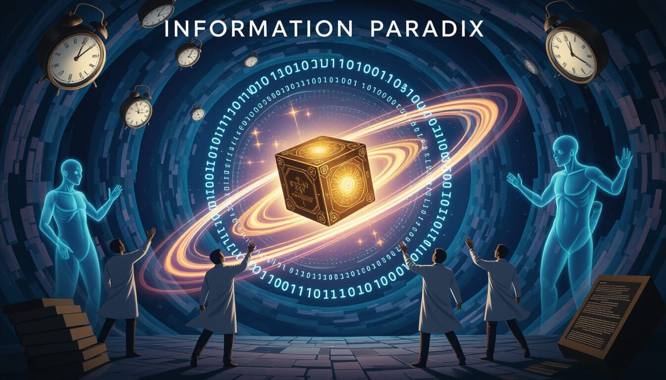 Cinematic Sci-Fi Illustration of the Information Paradox