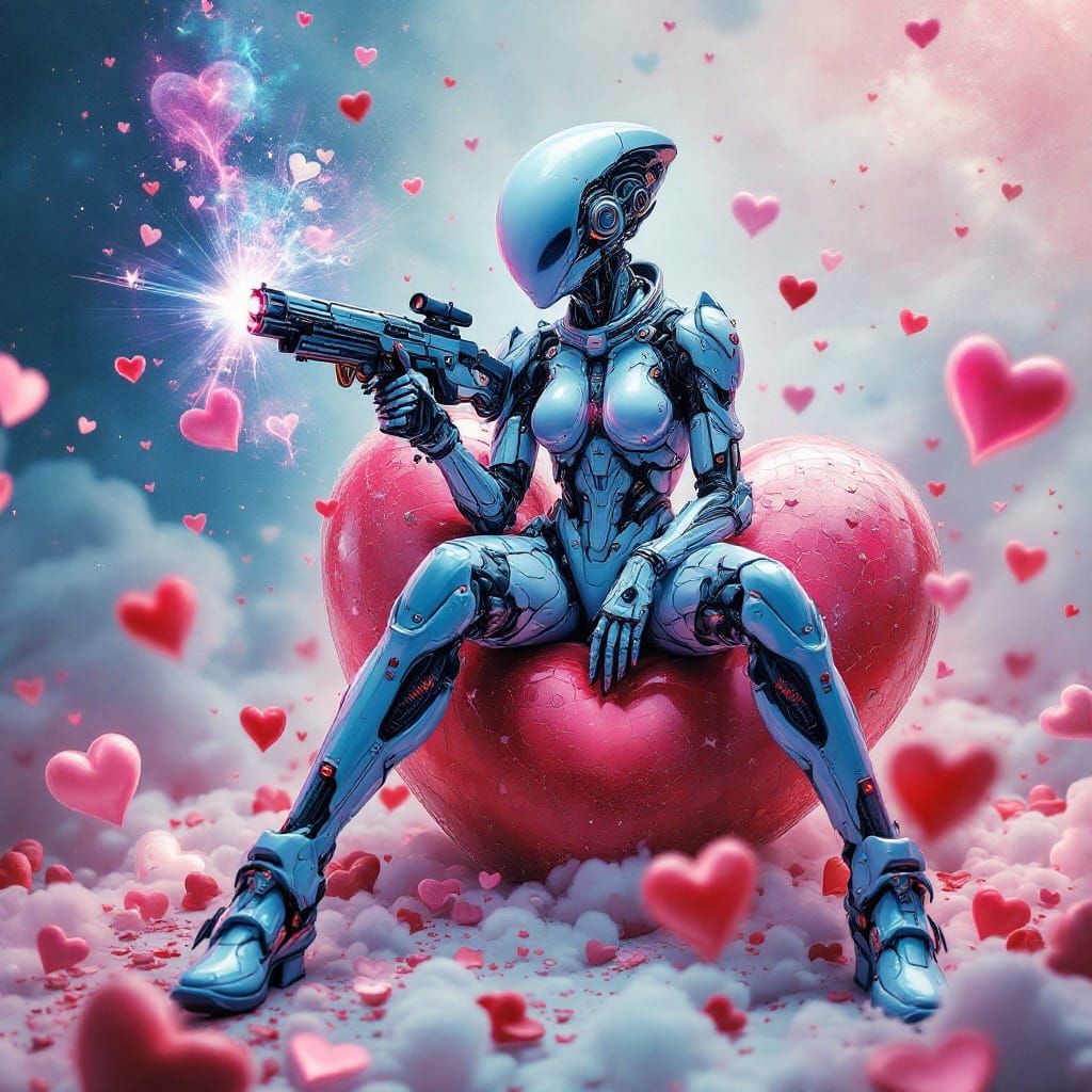 Cybernetic Alien Woman Posing in Lovepunk Style