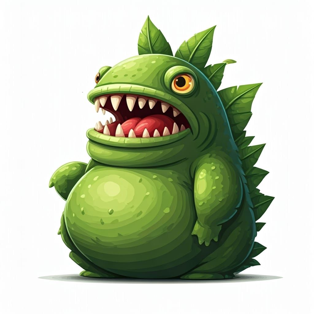 Cartoon of an Overweight Carnivorous Plant