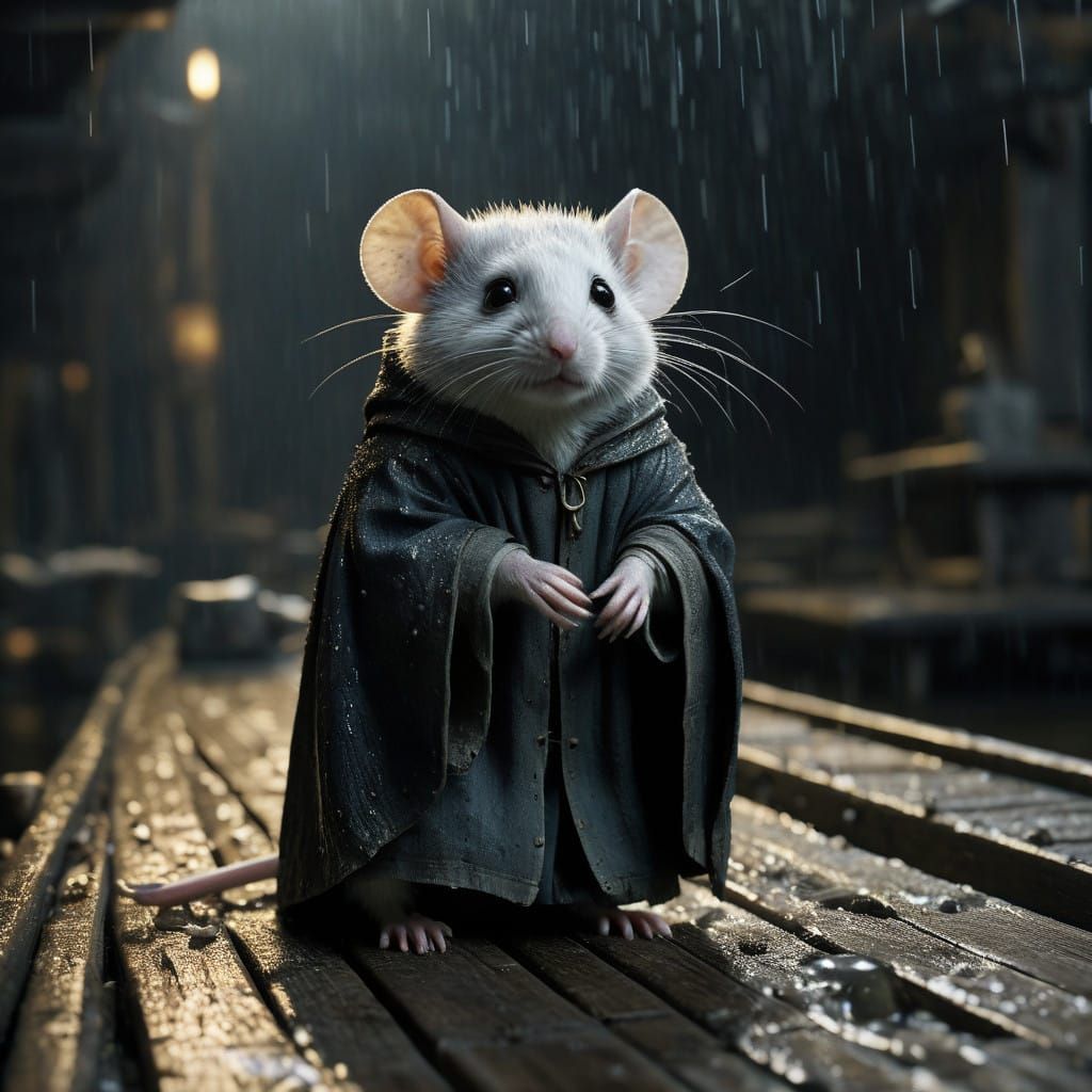 Determined Mouse in the Stormy Night
