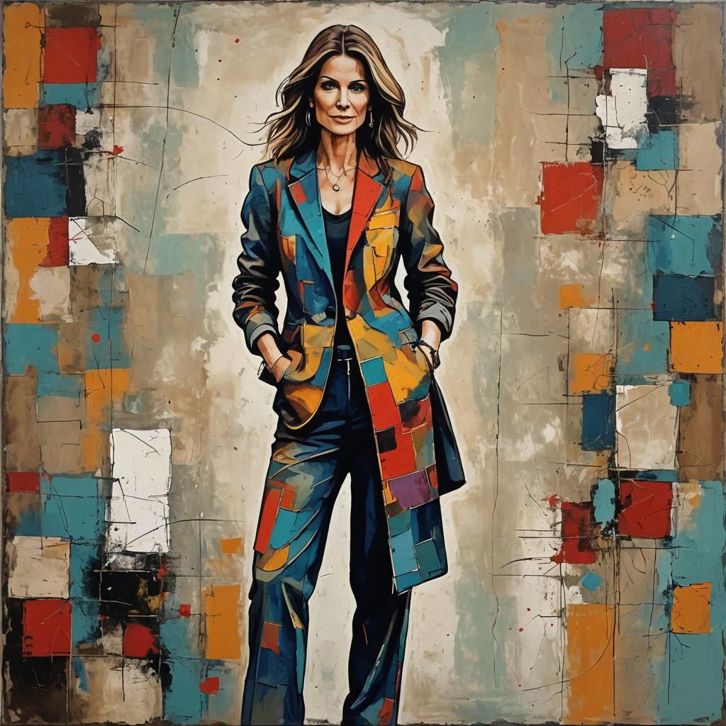 Attractive Woman, Abstract Art with Complementary Colors