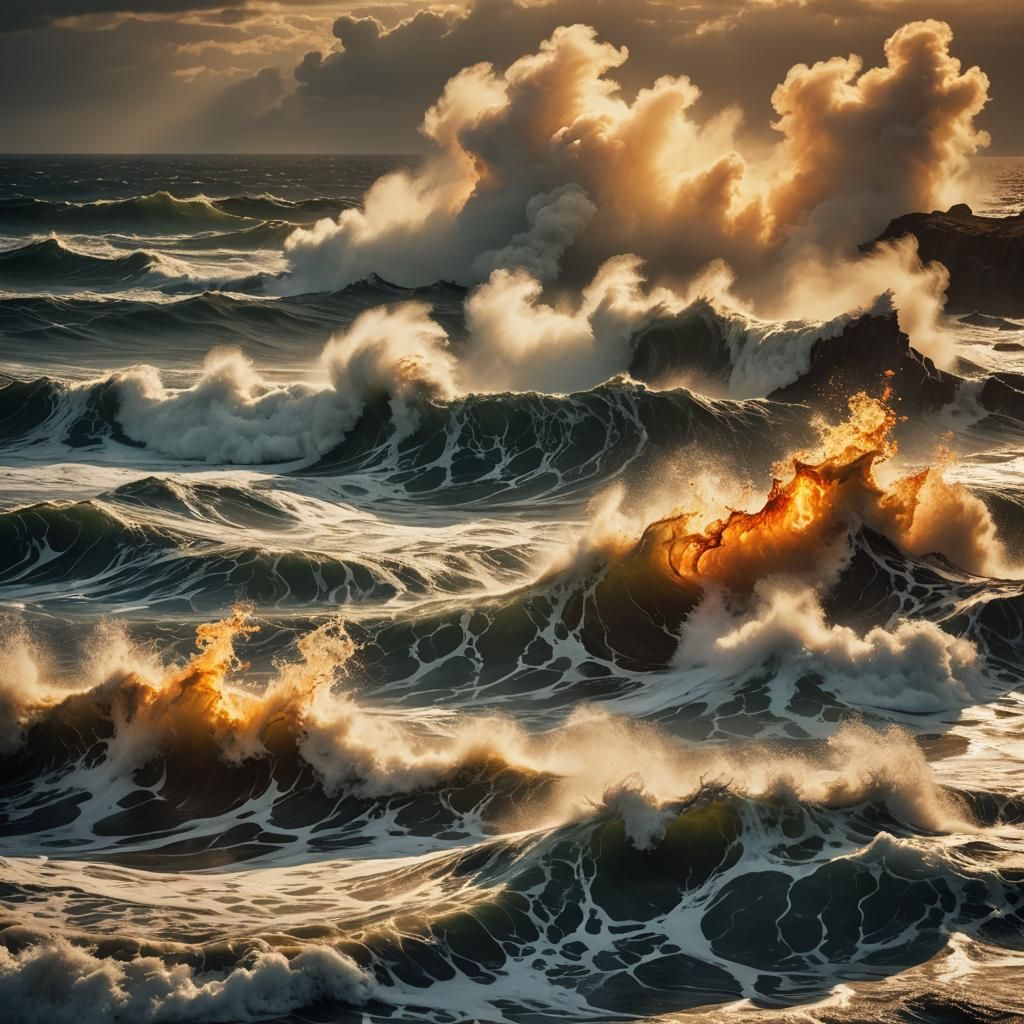 Inferno Meets Tempest: A Fiery Seascape