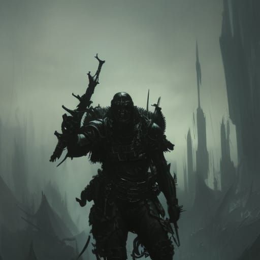 Demonic Mercenary Warlord in Hyperdetailed Dark Fantasy Art