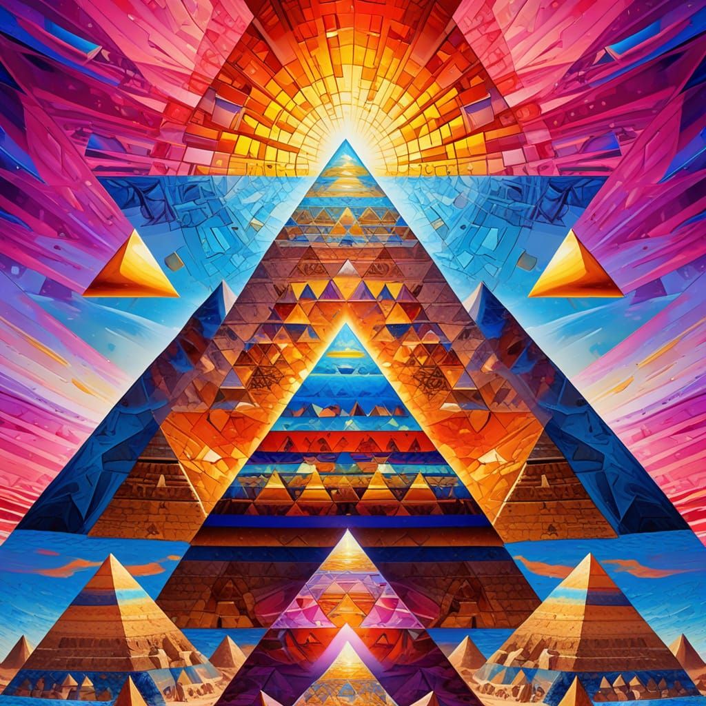 Kaleidoscopic Pyramids of Egypt in Abstract-Expressionism