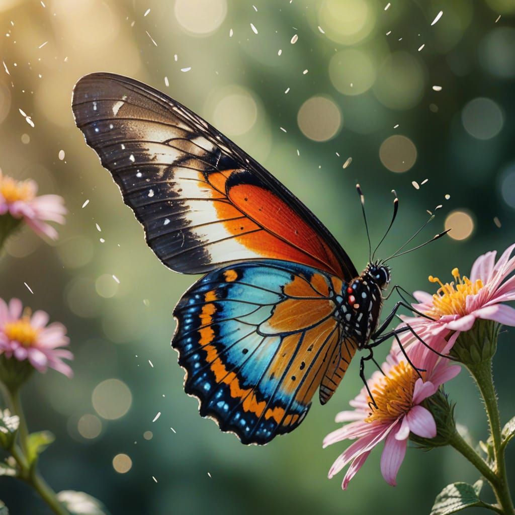 Vibrant Butterfly Wing Concept Art with Bokeh