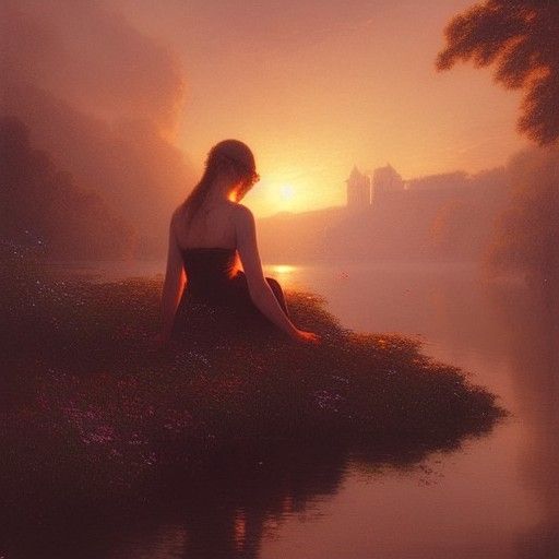 Girl Floats in River of Flowers: Sinister Golden Hour