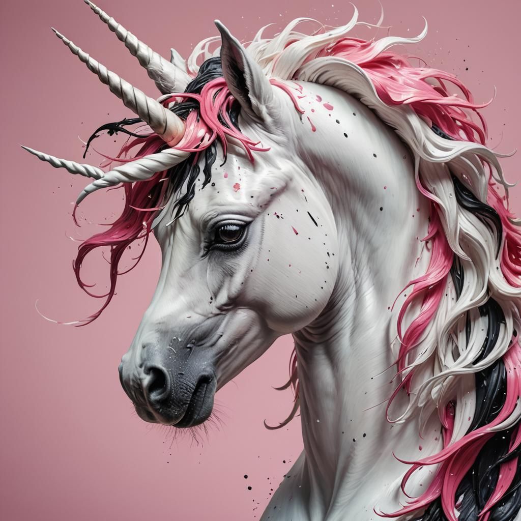 Detailed Unicorn Head with Colorful Mane