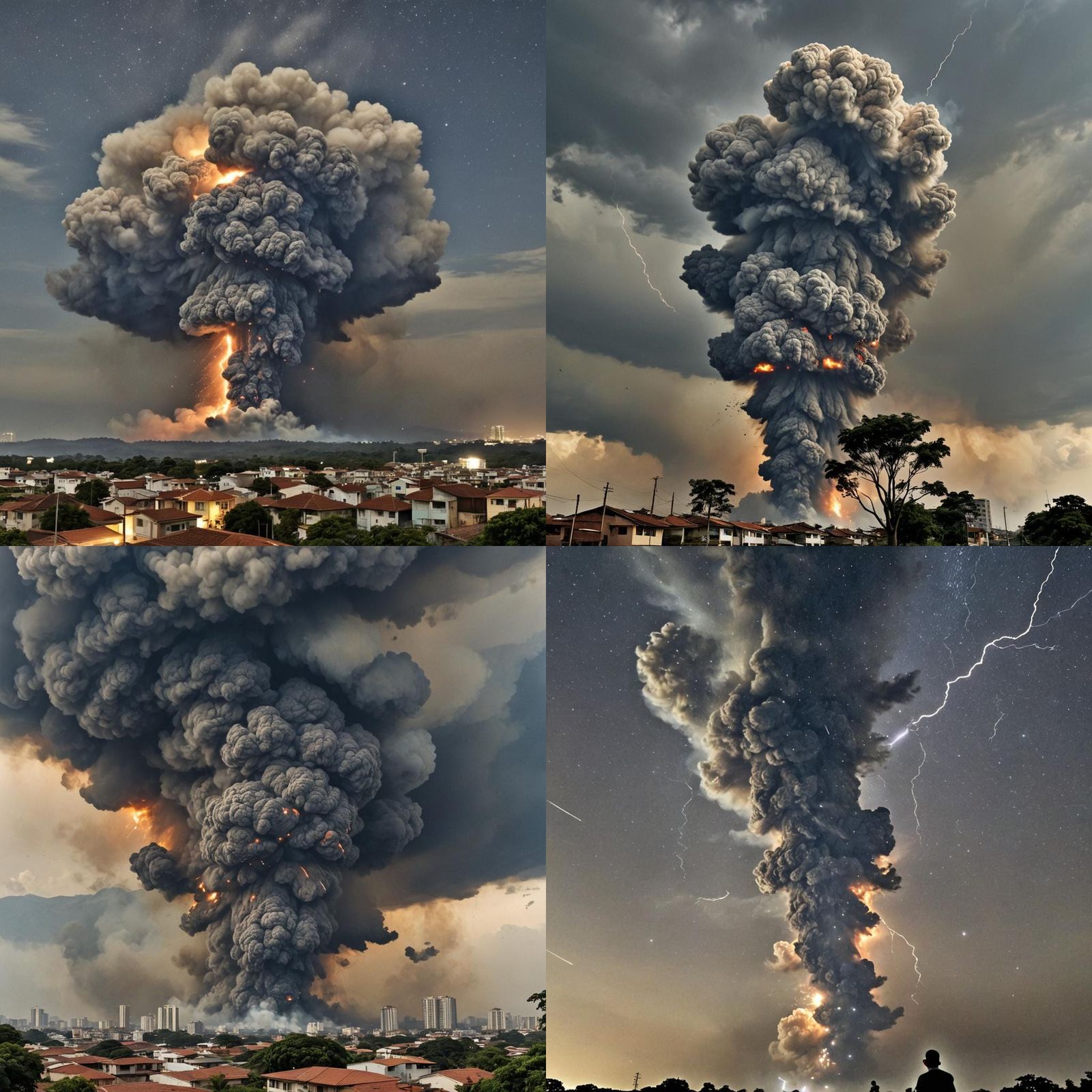 Apocalyptic City Scene with Meteors and Desperate People