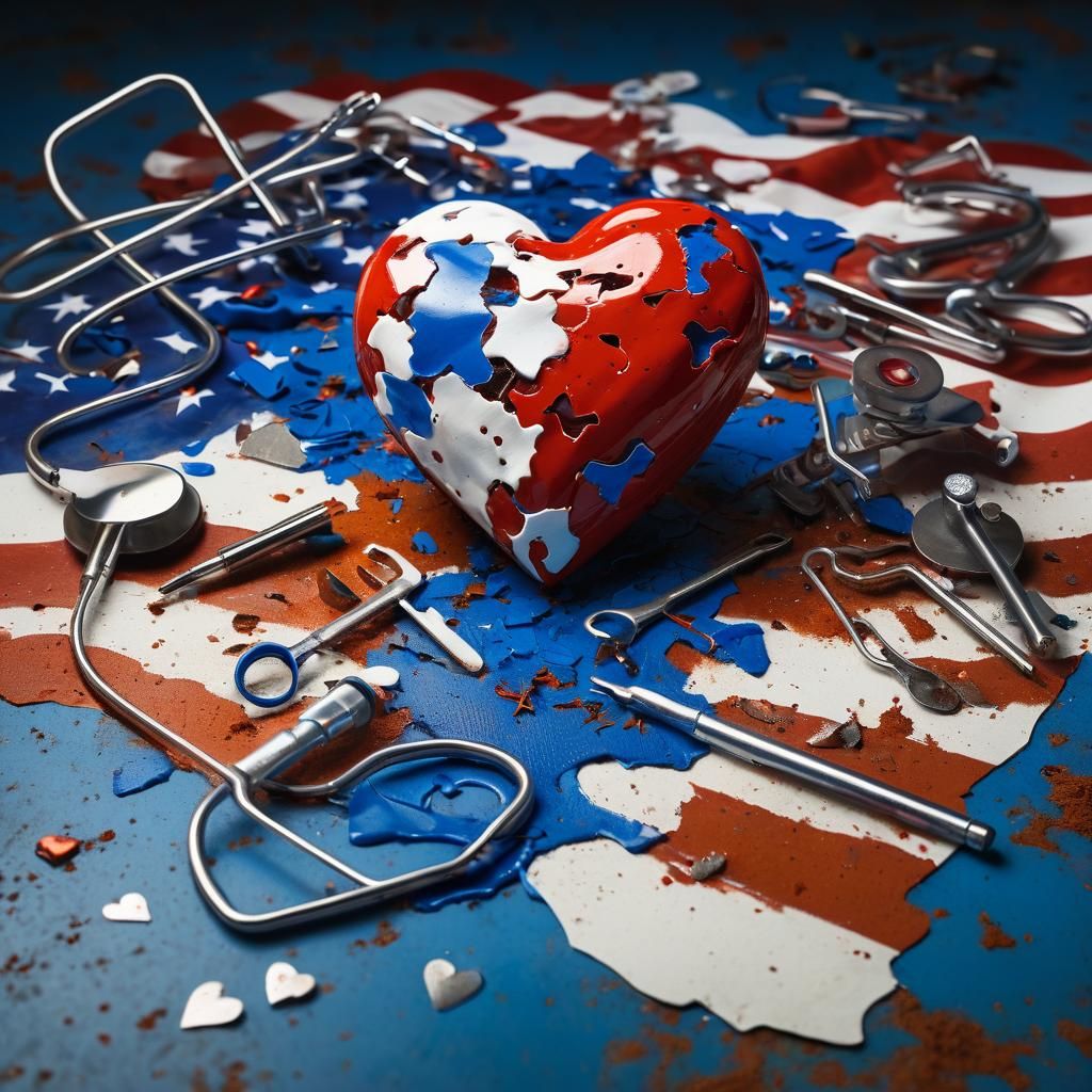 Surreal Melting Heart on Table, Digital Art